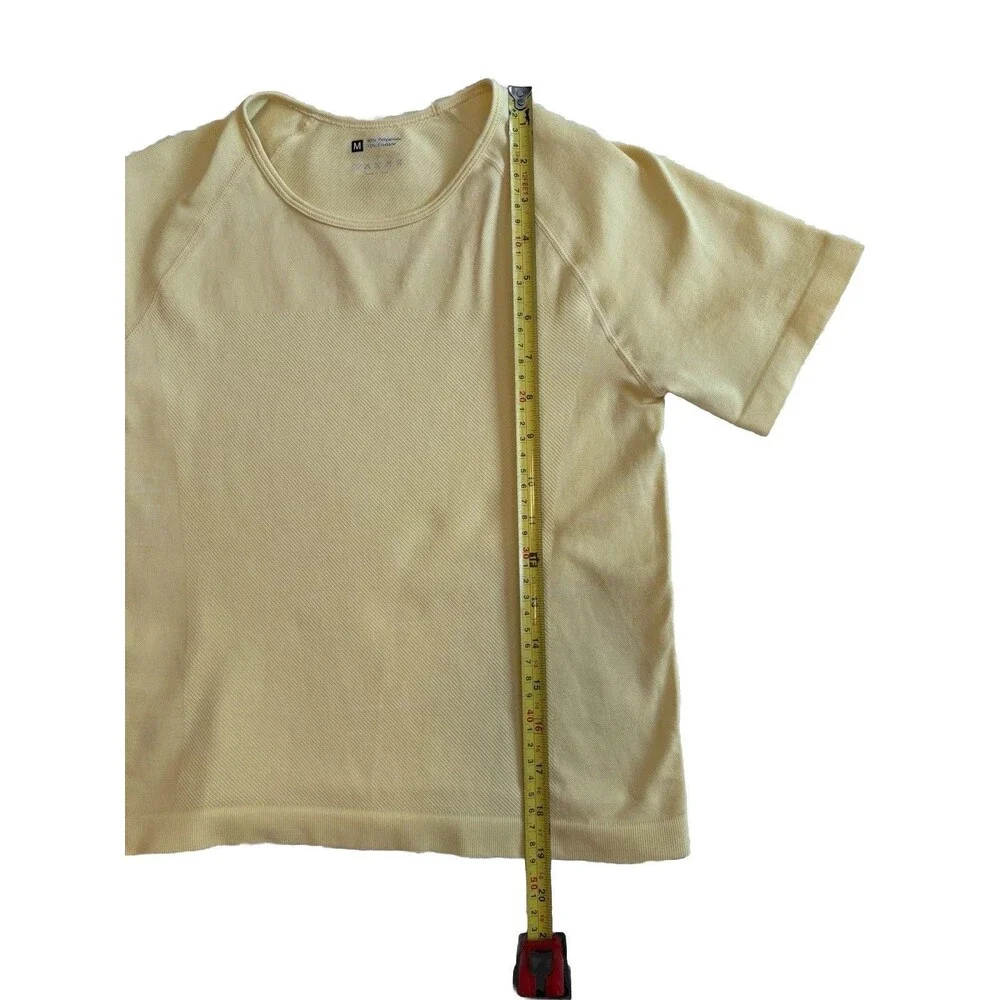 Women’s Butter Yellow Compression Top Stretch Crew Neck Short Sleeve Knit Tee